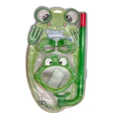 Bestway 幼兒戲水組 環保無毒PVC, 戲水鏡15cm + 呼吸管35cm + 戲水帽15 x 12cm, 綠色