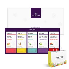 티젠 티카페 블렌딩티 선물세트 + 쇼핑백, 피치 우롱 + 허니 캐모마일 + 프레쉬 민트 + 다즐링 샴페인향티 + 유로피안 후르츠티, 1세트