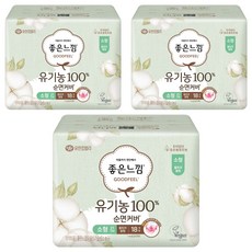 좋은느낌 유기농 순면 울트라슬림 생리대 날개형, 소형, 18개입, 3세트