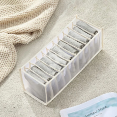 內衣褲襪收納盒 11格加厚款, 米色, 4個, 32 x 12 x 12cm