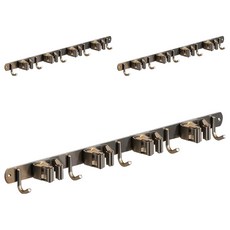 304不銹鋼4夾5鉤拖把/掃把架/掛衣勾/置物架/掛架/壁掛排衣鉤 衛浴室/陽臺/廚房適用, 3個, 槍灰色