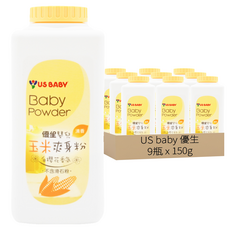 US baby 優生 玉米爽身粉 白櫻花香氛, 蘊含天然玉米澱粉,不含滑石粉, 150g, 9瓶