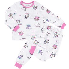 Maykids 女童款可愛動物9分袖緹花家居套裝