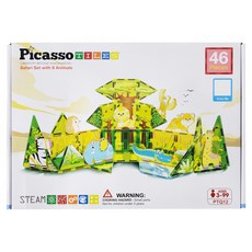 PicassoTILES 畢卡索 PTQ12 彩繪磁力片積木 動物森林組 46pc PI28831, 1盒