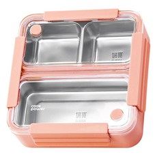 Cook Power 鍋寶 不鏽鋼分隔便當盒 雙邊透氣孔 雙層隔熱 防滑耐磨 SGS檢驗合格, 橘色, 1個