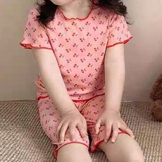우주아이 여아용 냉감 통기성 체리쥬시 실내복 반팔 상하세트