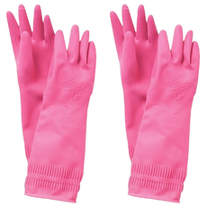 Mamison 花朵浮雕乳膠手套, M(35 x 21cm), 粉色, 2雙