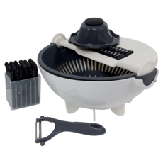 MIKA HOUSE 橘之屋 蔬果調理瀝水器 九合一多功能 含護手器 削皮刀, 25.5 x 24 x 13cm, H-331, 1組