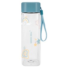 Green Bell 綠貝 童趣水壺 四方Tritan 600ml 耐溫防漏 輕量好攜帶, 1個