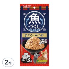 이나바 고양이 생선 가득 파우치, 혼합맛(참치/가다랑어), 180g, 2개