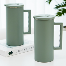 코멧 홈 세척이 쉬운 스테인리스 304 파우더 핸들 냉장고 물병, 그린, 2개, 1.6L