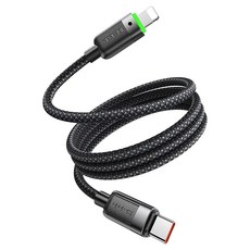 Mcdodo 麥多多 Type-C-Lightning磁吸收納編織充電線, LED 36W/3A 快充線, 鋁合金外殼, 48支高密度編織, 1.2m, 黑色, 1條