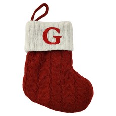 聖誕紅刺繡字母聖誕襪 字母G 聖誕節裝飾 節慶禮物, 紅色, 1個