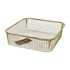 CCHING 青青文具 鐵藝方形置物籃, 20 x 20 x 5.3cm, 金色, 1個