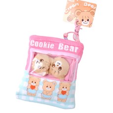 Miguonuo 餅乾熊收納包鑰匙圈, 1個, 粉紅色