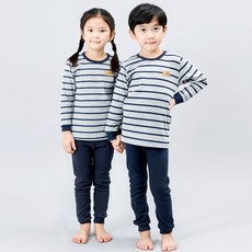 Kids Line 童款簡約線條30支棉9分袖居家衣褲套裝