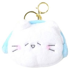 스트리밍 고양이 파우치 키링, 화이트, 1개