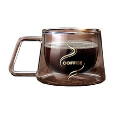 時尚隔熱把手雙層咖啡杯, 顏色隨機, 1個