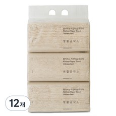 생활공작소 뽑아쓰는 키친타올 무표백, 100매입, 12개