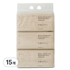 생활공작소 뽑아쓰는 키친타올 무표백, 100매입, 15개