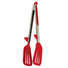 MIKA HOUSE 橘之屋 夾鏟兩用矽膠煎夾 - 12吋（總長34cm）, #430不鏽鋼+矽膠材質，耐熱溫度：矽膠頭230°C, 1個