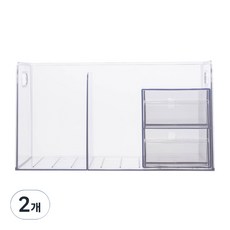 deLi 得力 高級抽屜書擋書架 2格, 2個, 透明