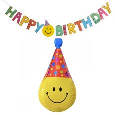 咪咪派對 Kokal 微笑氣球生日花環套裝, 1個, 黃色