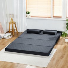 슬립플레이스 방수 4단 접이식 메모리폼 매트리스, 차콜, 5cm