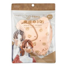 明基健康生活 幸福物語 究極3D成人醫用口罩, 奶茶色 耳掛式 小熊, 10片, 1包