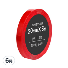 DADA 強力雙面膠帶 20mm x 3m 透明, 6捲