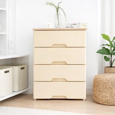 보노하우스 국내 제조 모던플러스 우드 상판 서랍장, 버터, 4단