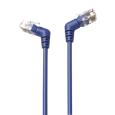 VEnTIOn 威迅 IBO系列 CAT6A 超六類雙彎頭可旋轉纖細高速網路線 0.5M 藍色, 2條