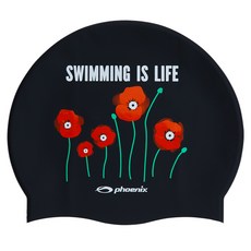 Phoenix 設計款矽膠泳帽 Life, 黑色