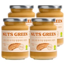 넛츠그린 100% 땅콩 스프레드 크런치, 480g, 4개