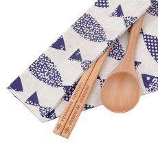 芬多森林 台灣檜木環保筷組 耐熱可重複使用, 筷子 + 湯匙, 藍色小魚, 1組