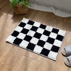 HANSGALLERY 棋盤格廚房地墊, 黑色