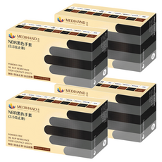 MEDIHAND 美恆 NBR止滑手套, 黑色, M, 4盒