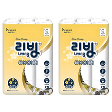 Living SOFT TISSUE 純淨雛菊3層高級捲筒衛生紙, 30m, 2個, 30入