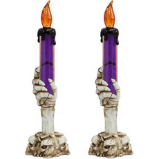 LivingDA 骷髏手 LED燭台, 紫色, 2個