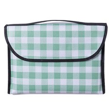 간편한 파우치형 접이식 체크 피크닉 매트, 민트