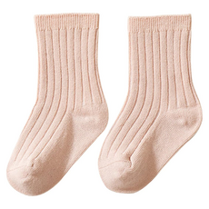 愛北鼻 兒童糖果中筒襪 淺粉 XL碼 建議年齡5~8歲 舒適透氣