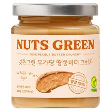 넛츠그린 무가당 땅콩버터 크런치, 200g, 1개