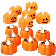 PARTYHAE LED萬聖節南瓜燈 6入*2套, 蜘蛛，南瓜, 1套