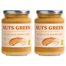 넛츠그린 무가당 땅콩버터 크런치, 480g, 2개