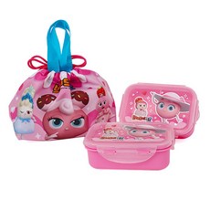 BREAD BARBER SHOP 雙層印花便當盒+收納袋 PP081, 單一顏色, 1個