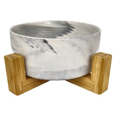 木架陶瓷碗 大 貓咪/狗適用, 大理石灰, 1個