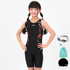 aquatica 女童室內五分泳裝 AQAJN104 + 選手用泳鏡組