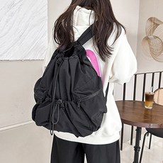 MEICHEL Luast 抽繩口袋休閒後背包 10702, 黑色