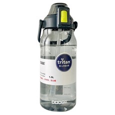 DODGE 道奇 Tritan 戶外防摔彈蓋吸管運動水壺, 灰色, 1.5L, 1個