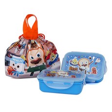 BREAD BARBER SHOP 雙層印花便當盒+收納袋 PP080, 1套, 混合顏色